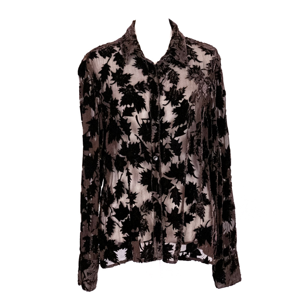 Express Silk Blend Burnout Velvet Top Juniors LARGE Witchy Whimsigoth Fairycore